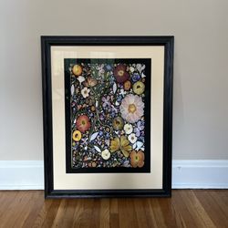 Black stained wood frame and linen matting