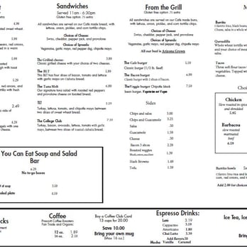 Prescott College Crossroads Cafe - menu august 2015 - New American Near Me - Prescott, Arizona Prescott College Crossroads Cafe - menu august 2015 - New American Near Me - Prescott, Arizona