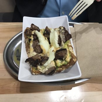 Healthy Joe's - Steak and Hollumi cheese open faced with avocado spread on amazing 9 grain toast! - Sandwiches Near Me - New York, New York Healthy Joe's - Steak and Hollumi cheese open faced with avocado spread on amazing 9 grain toast! - Sandwiches Near Me - New York, New York