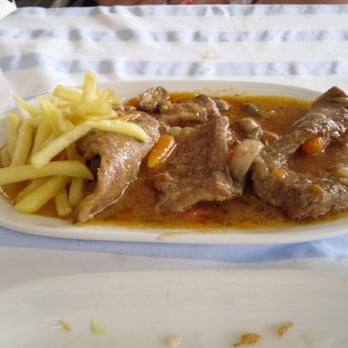 Restaurant Port-Vell - beef with fries - Seafood Near Me - Barcelona, B Restaurant Port-Vell - beef with fries - Seafood Near Me - Barcelona, B