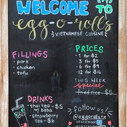 Egg-o-Rolls - Our menu! Some menu items change from week to week, but we'll always have egg rolls!
