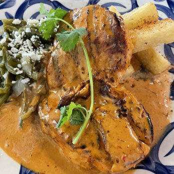 Ambriza - Chicken with cactus salad and yuca fries. - Mexican Near Me - Cypress, Texas