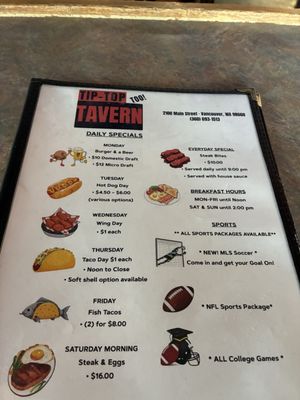 Menu photo 1 Tip Top Tavern Vancouver, WA Menu photo 1 Tip Top Tavern Vancouver, WA