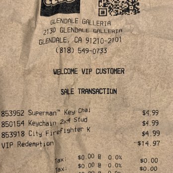 The Lego Store - My receipt - Toy Stores Near Me - Glendale, California