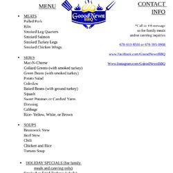 Goood Newz BBQ - Menu