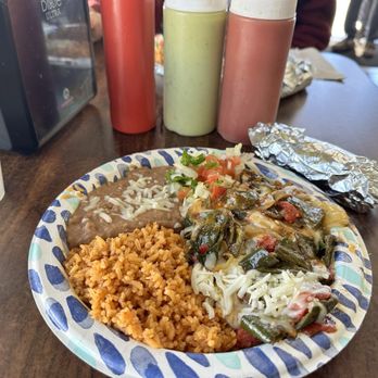 El Rustico - Rajas Con Queso, with rice and beans - Tacos Near Me - Tucson, Arizona