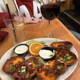 Potato skins, wine, austin smash Potato skins, wine, austin smash