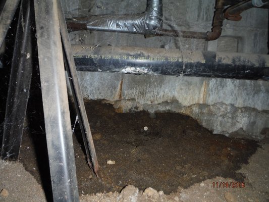 Photo of Dominguez Property Inspections - Coachella, CA, US. Crawlspace inspection under mobile home - Plumbing leaks discovered