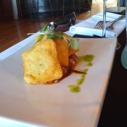 Mint Restaurant - Spiced avocado ravioli.