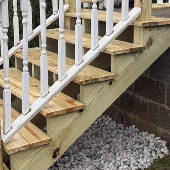 Hilling Solutions - Replaced deteriorated front steps with treated new steps - Handyman Near Me Hilling Solutions - Replaced deteriorated front steps with treated new steps - Handyman Near Me