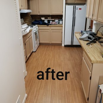 Salas Painting & Repairs - Kitchen after replacing floor painting ceiling, walls and cabinets. - Painters Near Me - Chicago, Illinois Salas Painting & Repairs - Kitchen after replacing floor painting ceiling, walls and cabinets. - Painters Near Me - Chicago, Illinois