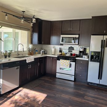 PRC Restoration - Finished project: New flooring, paint, cabinets, countertop and backsplash. - General Contractors Near Me - Carson, California PRC Restoration - Finished project: New flooring, paint, cabinets, countertop and backsplash. - General Contractors Near Me - Carson, California