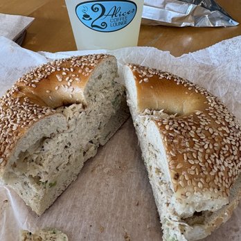 2 Alices Coffee Lounge - Chunky chicken salad bagel with lemonade - Coffee & Tea Near Me - Cornwall on Hudson, New York