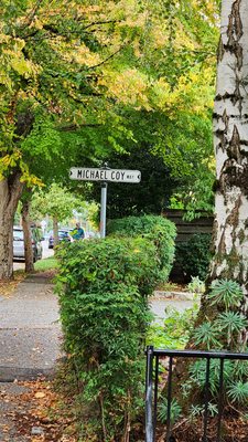 Photo of Third Place Books - Seattle, WA, US. Cool signage at parking lot entrance. Was a former long time indie bookseller Bailey Coy/MCoy Books on Capitol Hill (9/26/24)
