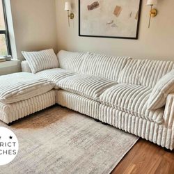 District Couches - Dive into comfort with our new corduroy striped cloud sectionals!