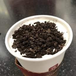 Taro hot tea with foam and Oreo cookies Taro hot tea with foam and Oreo cookies