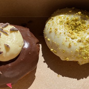 Dip and Sip Donuts - Boston Cream and John Lemon Pistachio Donut - Donuts Near Me - Glenview , Illinois Dip and Sip Donuts - Boston Cream and John Lemon Pistachio Donut - Donuts Near Me - Glenview , Illinois