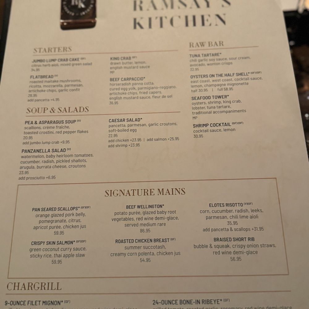 Ramsay's Kitchen - Menu - New American Near Me - Las Vegas, Nevada