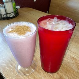 Strawberry Smoothie and Horchata Strawberry Smoothie and Horchata