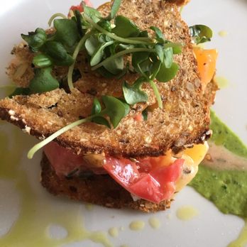 Royal Hen - Heirloom Tomato with Rye Crisp Crouton and then a nap on my futon. - American Near Me - Newport Beach, California Royal Hen - Heirloom Tomato with Rye Crisp Crouton and then a nap on my futon. - American Near Me - Newport Beach, California