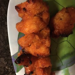 New sriracha kebab, mildly spicy sweet and very tender they go fast and so don't get stale dry like the wings