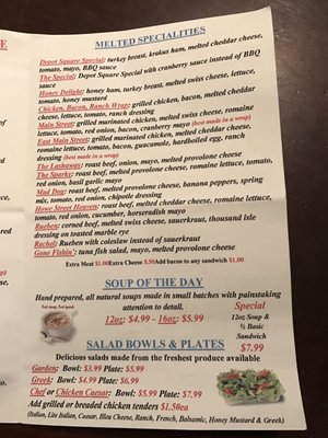 Menu photo 2 Depot Square Deli &Package Store East Brookfield, MA
