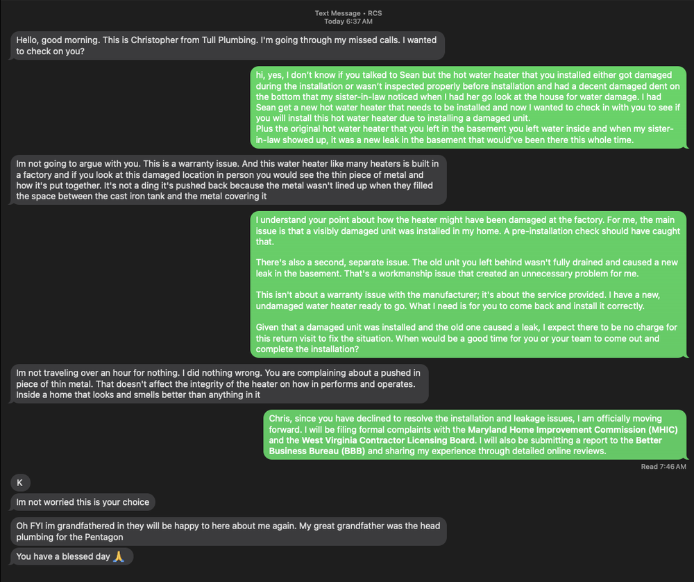 Slide of Tull Plumbing