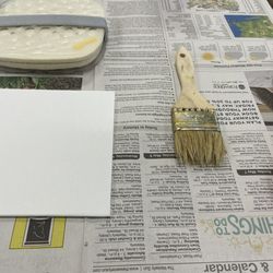 Mt Pleasant Library - Microwave flower press, blank canvas, brush to apply mod podge, and scissors to cut flowers/plants
