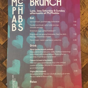 McPhabbs - Brunch menu - Pubs Near Me - Glasgow, GLG