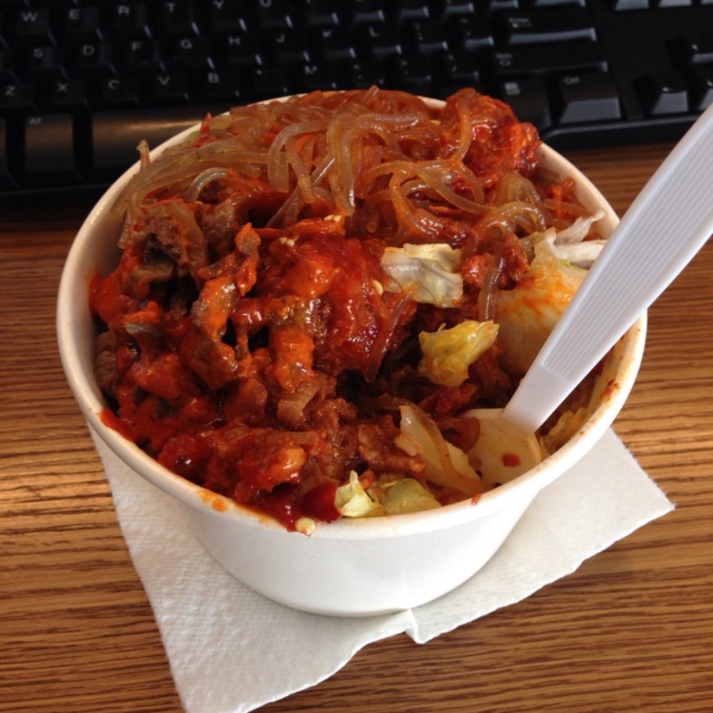 Cupbop - Combo goodness. Rice, salad, pork, beef, and noodles. Extra spicy :) - Food Trucks Near Me - Provo, Utah