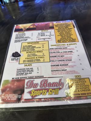 Menu photo 1 DaBomb Sports Grill Stonecrest, GA Menu photo 1 DaBomb Sports Grill Stonecrest, GA