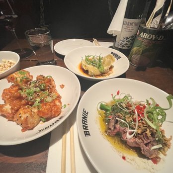 Branie - Left clockwise: Peggy gou cauliflower and chili wonton and steak chimichurri - Asian Fusion Near Me - Amsterdam, New Hampshire