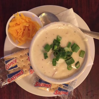Mason's Grill - Potato soup with cheddar cheese added - American Near Me - Baton Rouge, Louisiana Mason's Grill - Potato soup with cheddar cheese added - American Near Me - Baton Rouge, Louisiana