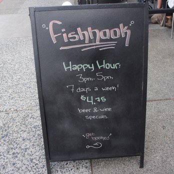 Fishhook - Sign (happy hour) - Seafood Near Me - Victoria, British Columbia Fishhook - Sign (happy hour) - Seafood Near Me - Victoria, British Columbia