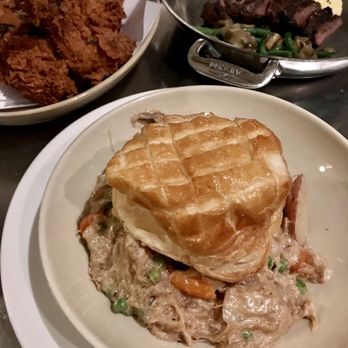 Chicken Pot Pie, Grilled Skirt Steak, and Ad Hoc's famous Buttermilk Fried Chicken.