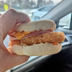 McDonald's - Egg McMuffin with a hot, crispy hash brown added. I love McDonald's breakfasts.