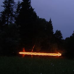 Insel Siebenbergen - Lichtinstallation auf der Insel Siebenbergen Documenta 2007