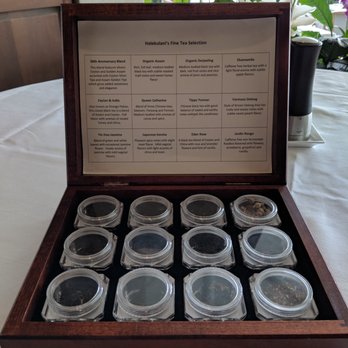 Halekulani Afternoon Tea - The lovely tea box.  They bring it out so that you can smell and read about each tea to help you select - Tea Rooms Near Me - Honolulu, Hawaii