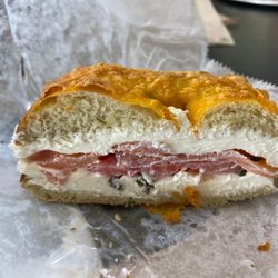 Big Daddy Bagels - New Yorker with no onion, added cream cheese to both sides on a jalapeño cheddar bagel. Delicious!