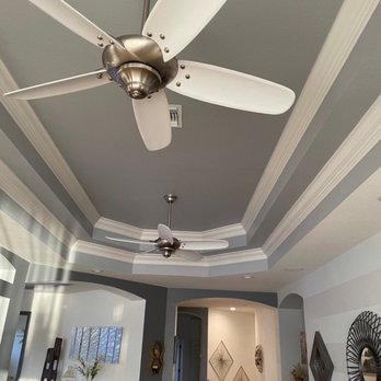 Ultra Tri Painting - Painted tray ceiling and fan blades. They were dark brown before. - Painters Near Me - Naples, Florida Ultra Tri Painting - Painted tray ceiling and fan blades. They were dark brown before. - Painters Near Me - Naples, Florida