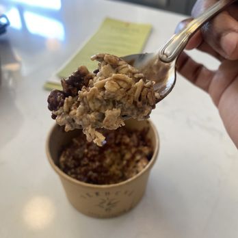 Verbena Free Spirited Shoppe - Overnight Oats (rolled oats and chia seeds, tahini, and oatmilk with Ghia crunchy chocolate hazelnut topping) -- $5 - Cafes Near Me - Cleveland, Ohio Verbena Free Spirited Shoppe - Overnight Oats (rolled oats and chia seeds, tahini, and oatmilk with Ghia crunchy chocolate hazelnut topping) -- $5 - Cafes Near Me - Cleveland, Ohio