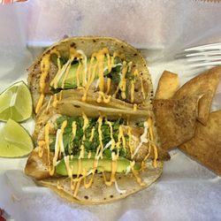 Street Tacos - Shrimp and grilled red snapper street taco and chips