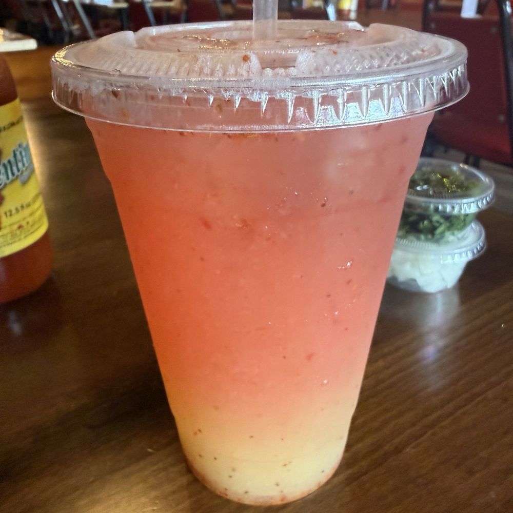 Dos Potrillos Mexican Restaurant - Agua de Pina with Tajin and Chamoy for the spicy/sweet combo mmmm - Mexican Near Me - Aiken, South Carolina