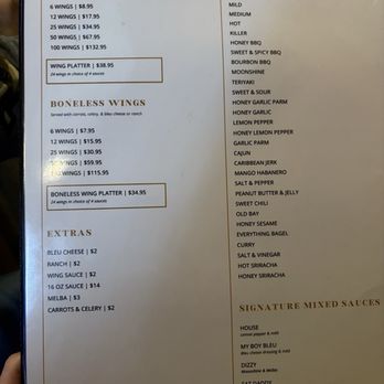 Beer Bones Taproom - The wing menu - Beer Bar Near Me - Latham, New York