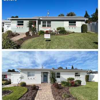 Colorbright Painting - Before and After house exterior painted in Alabaster color by Sherwin Williams. - Painters Near Me Colorbright Painting - Before and After house exterior painted in Alabaster color by Sherwin Williams. - Painters Near Me