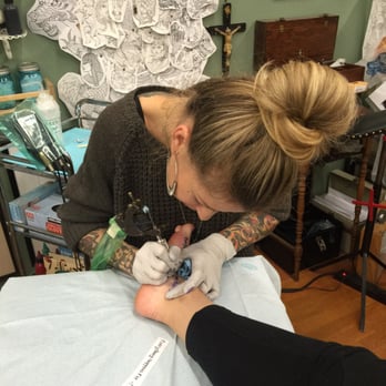 Dark Age Tattoo - Foot ink getting done by Hanna - Tattoo Near Me - Seattle, Washington
