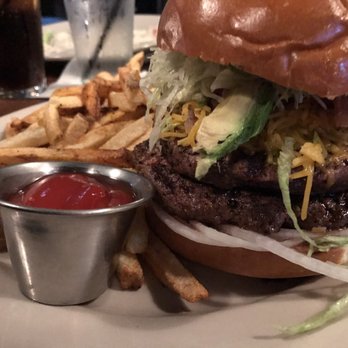 Local Table - Hickory Bacon Burger w/ an extra beef patty and fries - Mediterranean Near Me - Katy, Texas