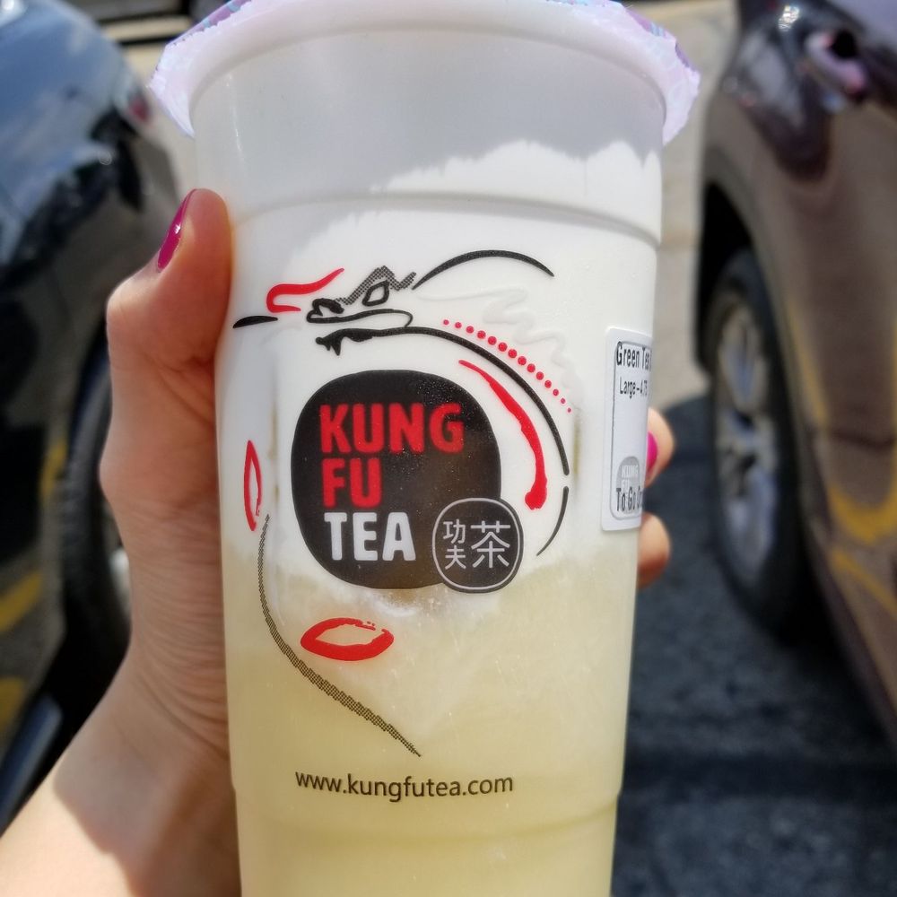 Kung Fu Tea - Green tea with milk cap - Bubble Tea Near Me - Columbus, Ohio Kung Fu Tea - Green tea with milk cap - Bubble Tea Near Me - Columbus, Ohio