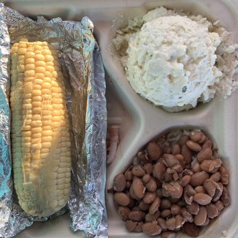 Gorilla Barbeque - Yummy potato salad, rice with beans, corn on the cob - Barbeque Near Me - Pacifica, California