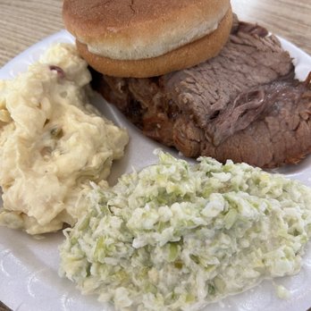Little Pigs Bar-B-Q - Brisket plate with slaw and potato salad. - Barbeque Near Me - Myrtle Beach, South Carolina